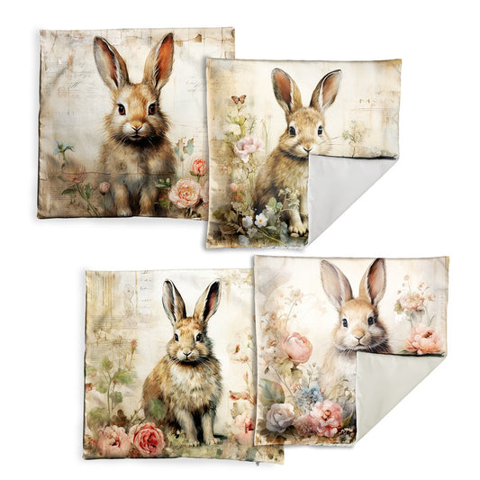 Vintage Rabbits Luxury Scatter Covers Set of 4