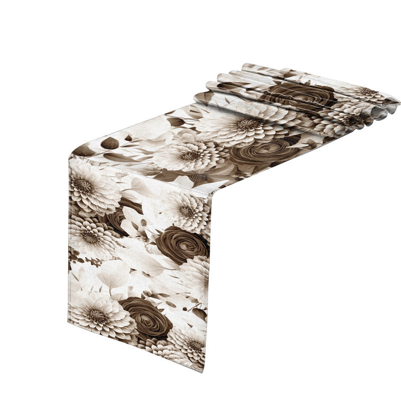Vintage Sepia Flowers Table Runner by Mark van Vuuren