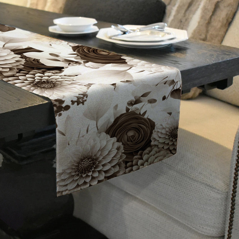 Vintage Sepia Flowers Table Runner by Mark van Vuuren
