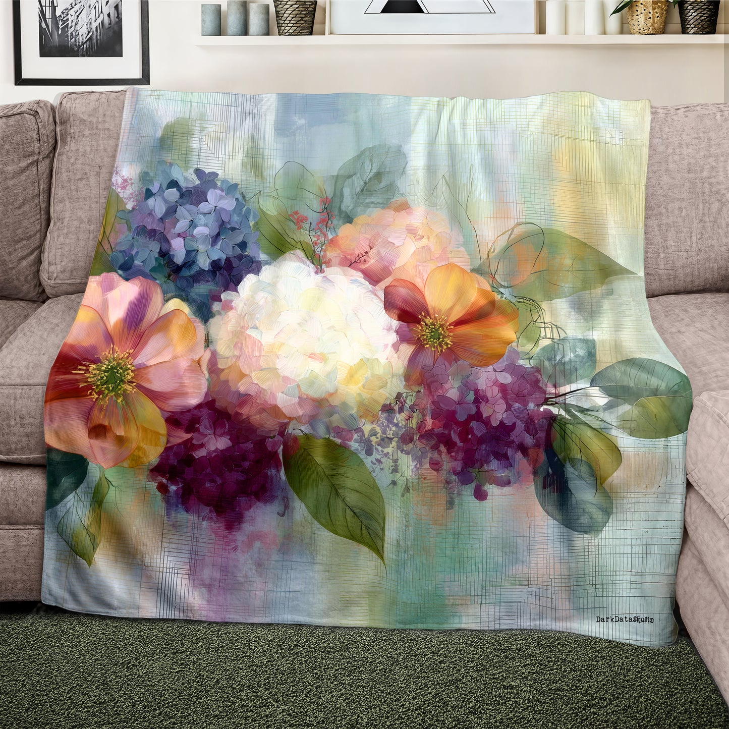 Vintage Bloom Light Weight Fleece Blanket by Wikus Schalkwyk