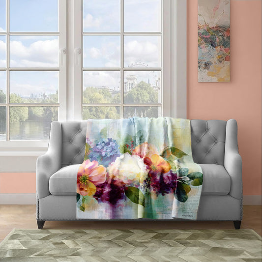 Vintage Bloom Light Weight Fleece Blanket by Wikus Schalkwyk