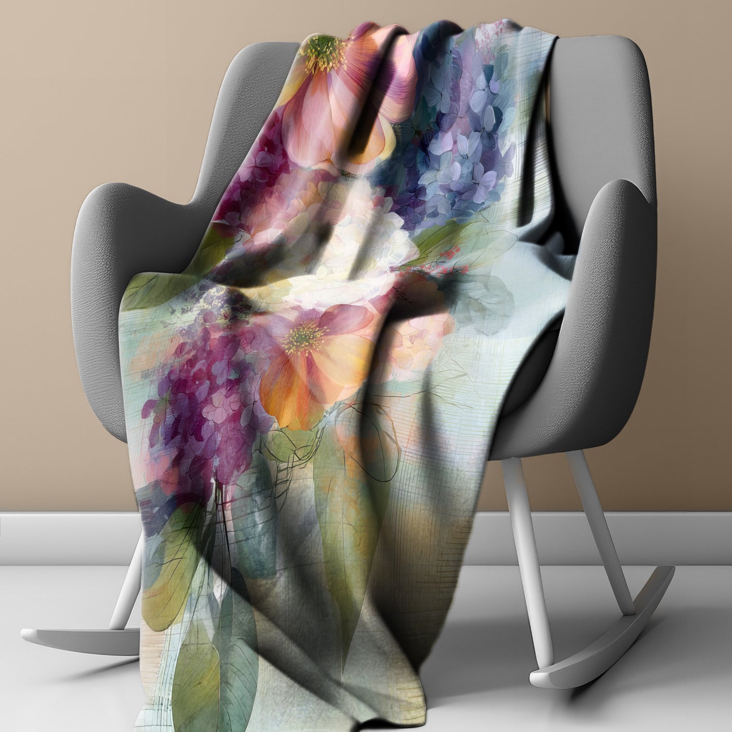 Vintage Bloom Light Weight Fleece Blanket by Wikus Schalkwyk