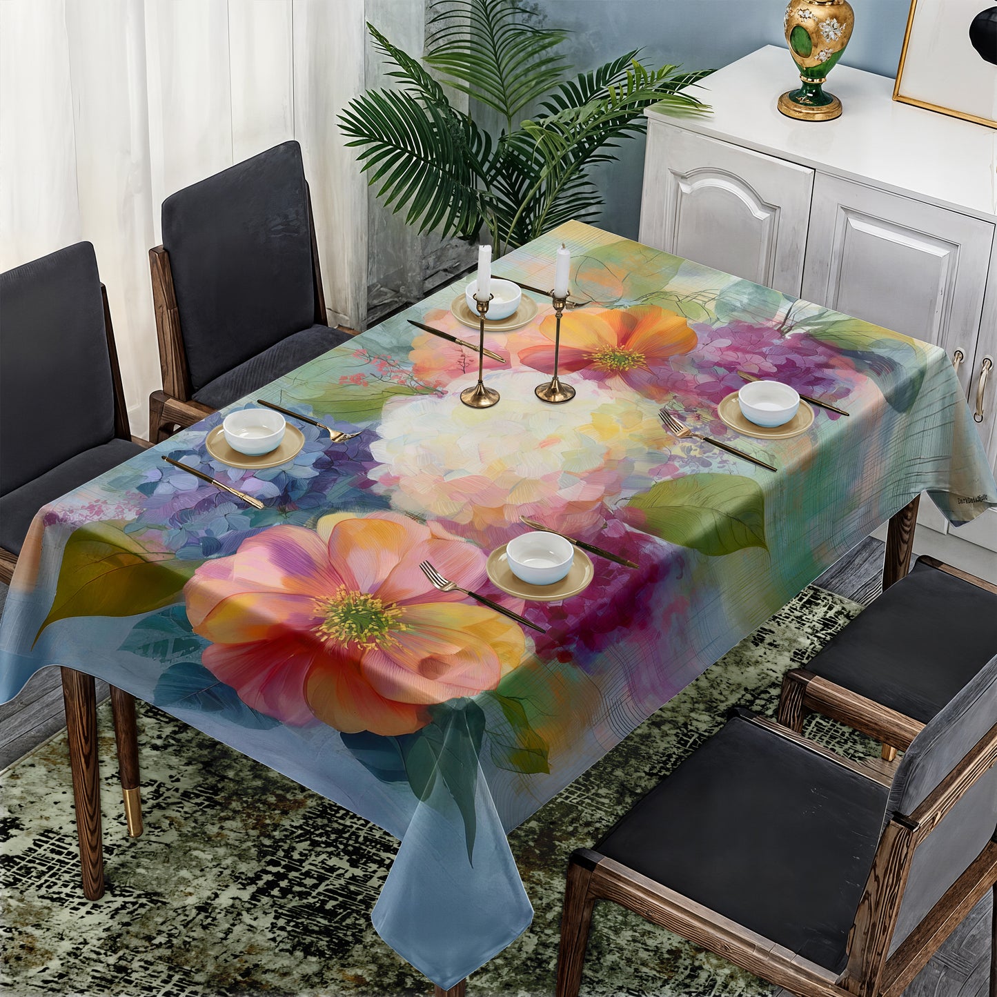 Vintage Bloom Rectangle Tablecloth by Wikus Schalkwyk