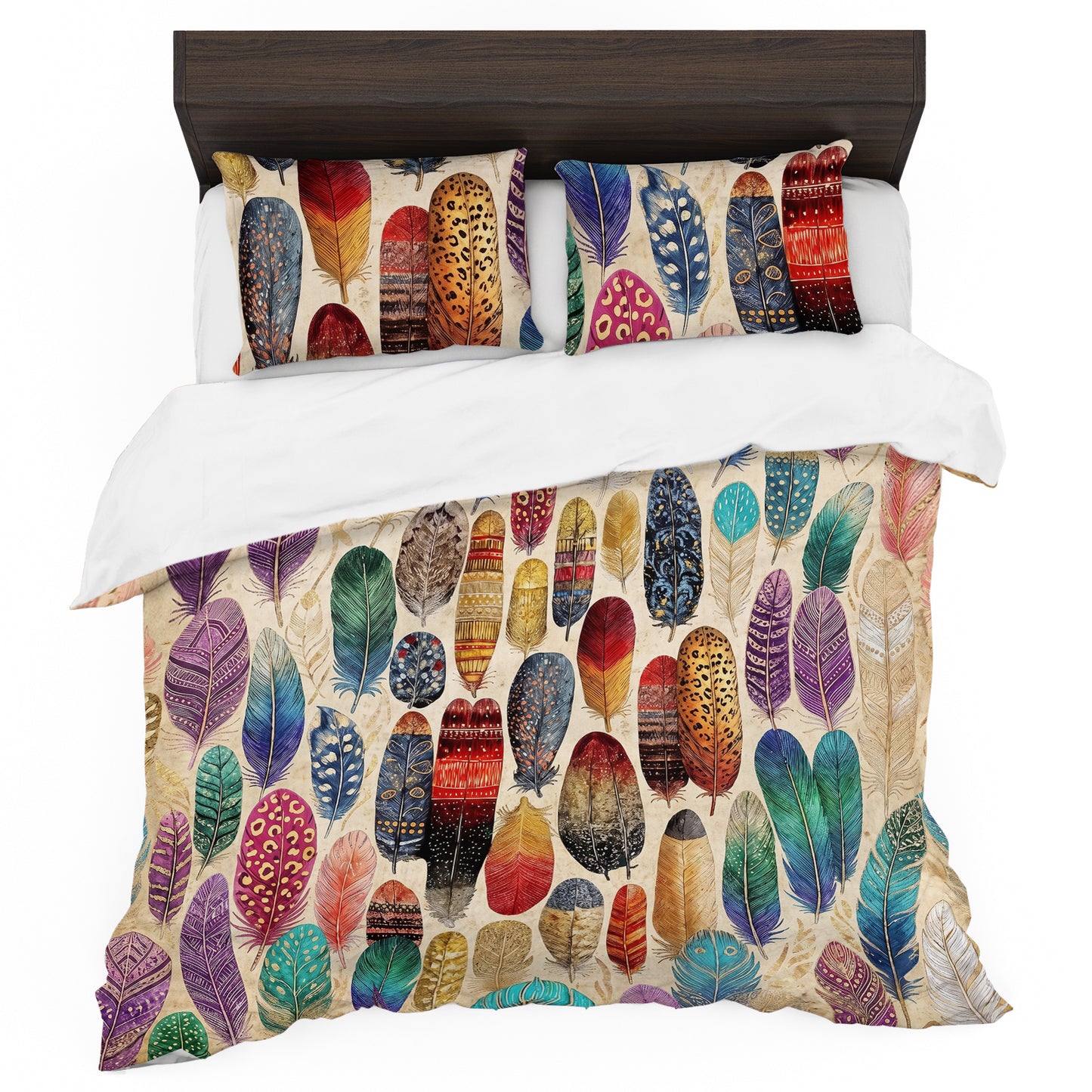 Vintage Bohemian Feathers Duvet Cover Set