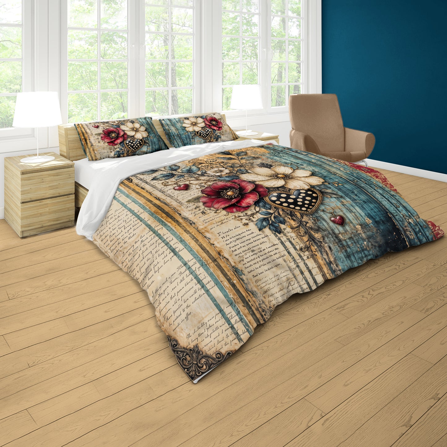 Vintage Botanical Journal Duvet Cover Set