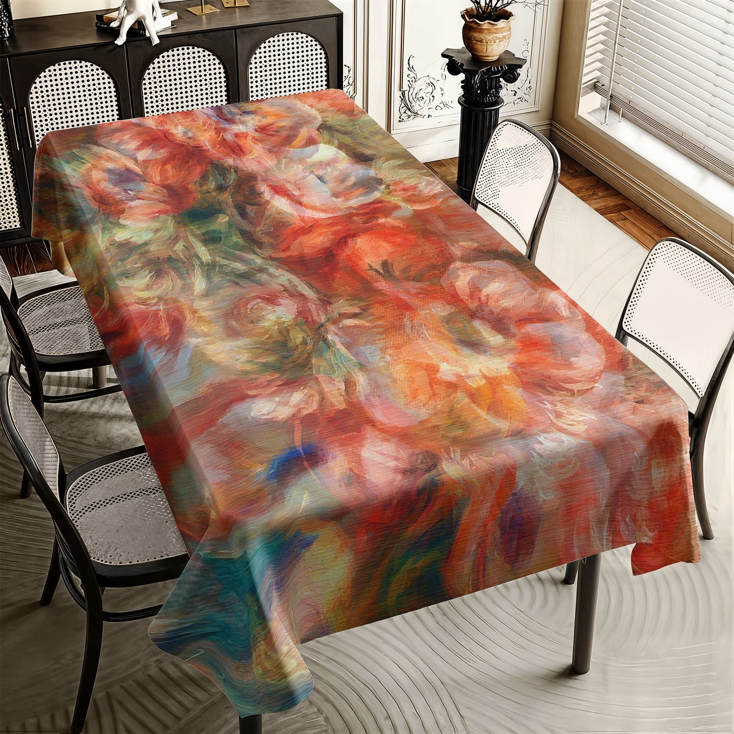 Vintage Canvas Rose Painting Rectangle Tablecloth By Mark Van Vuuren