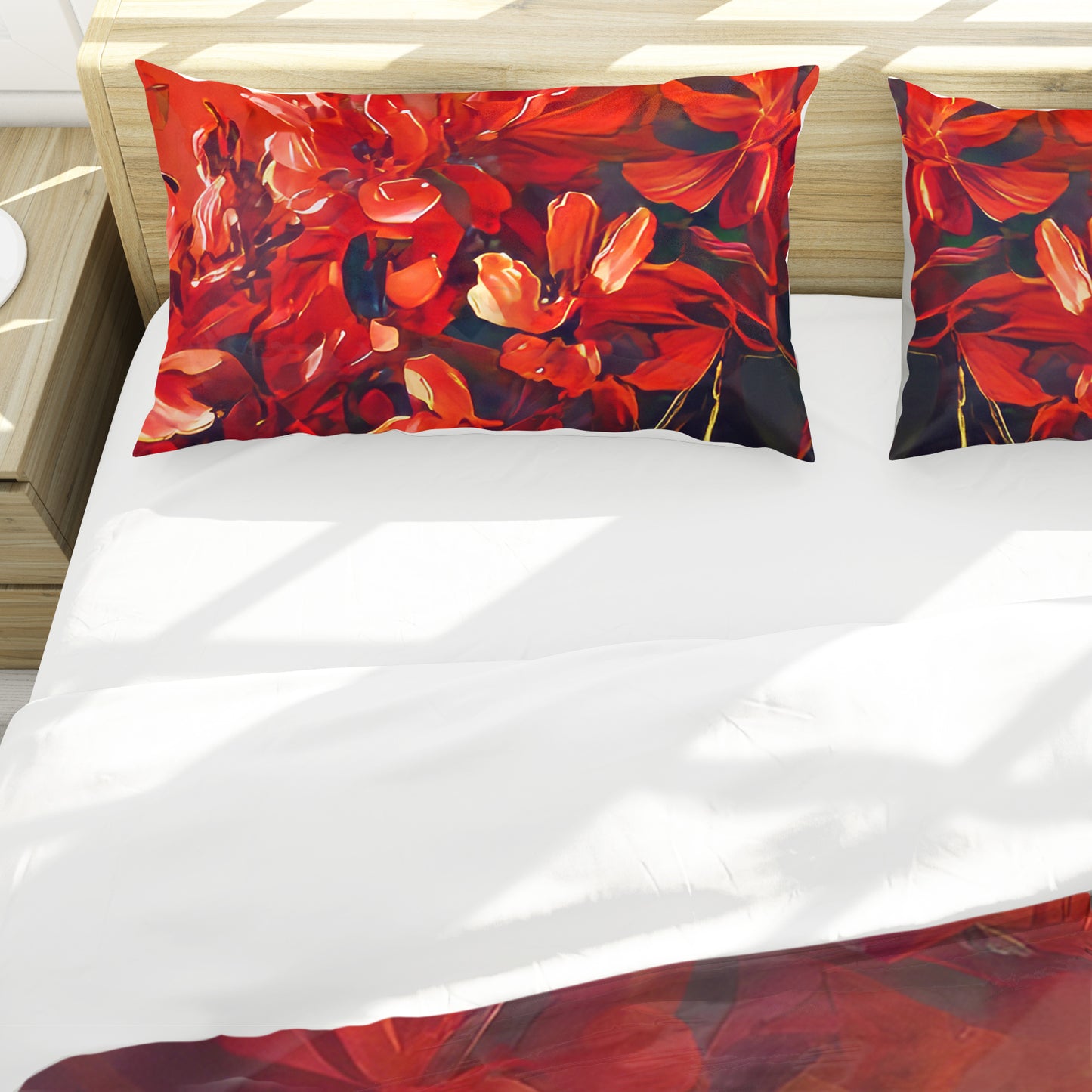 Vintage Crimson Floral Duvet Cover Set