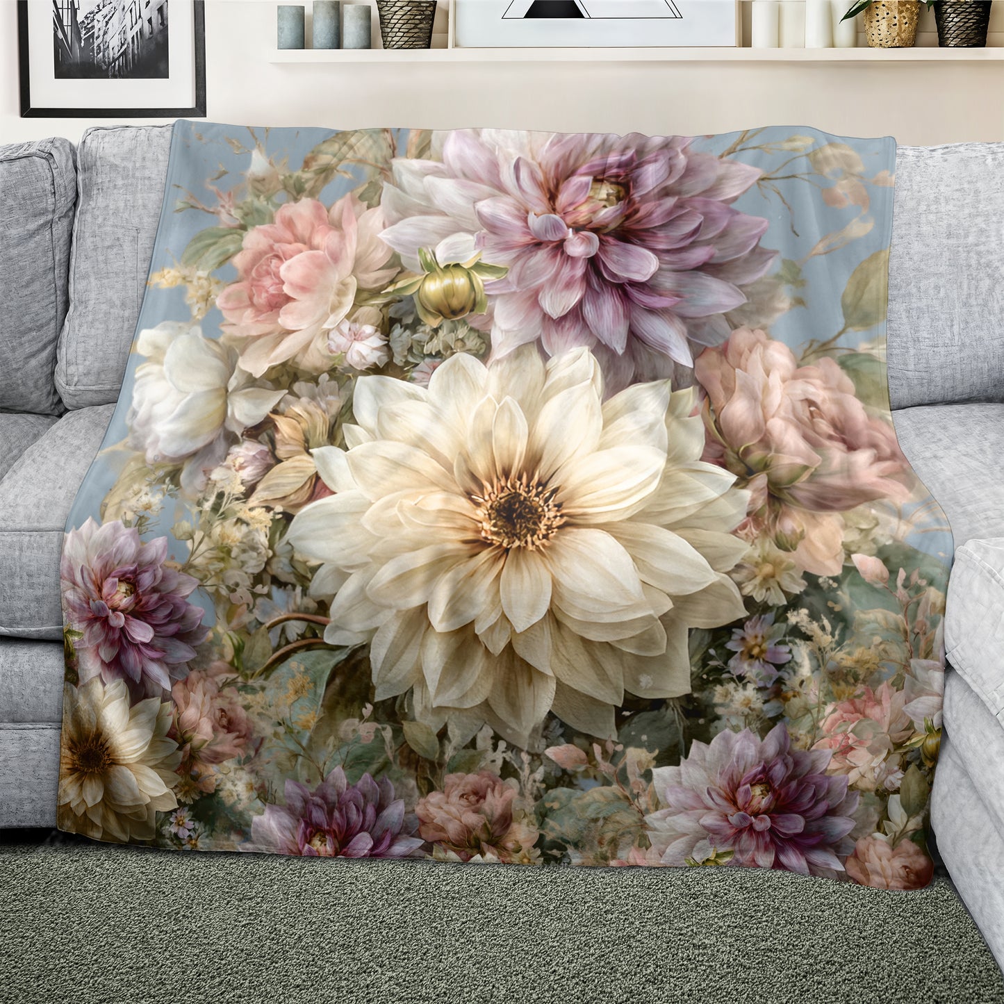 Vintage Flower Arrangement Light Weight Fleece Blanket by Mark van Vuuren