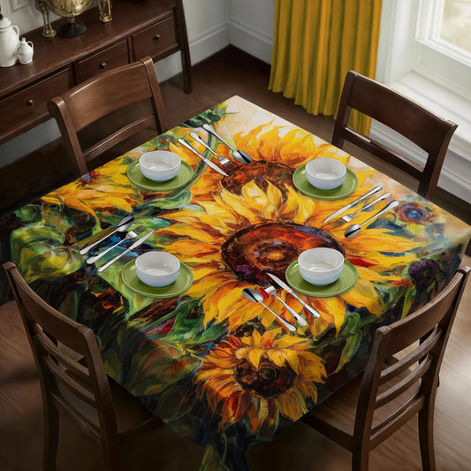Vintage Painted Sunflower Field Square Tablecloth