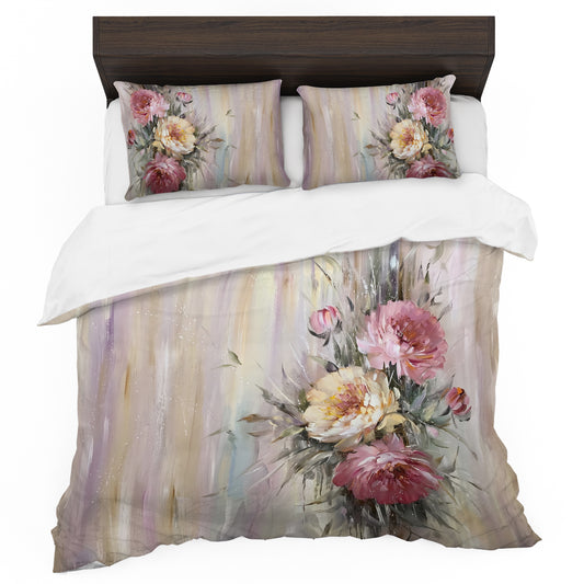Vintage Peonies and Patina Duvet Cover Set