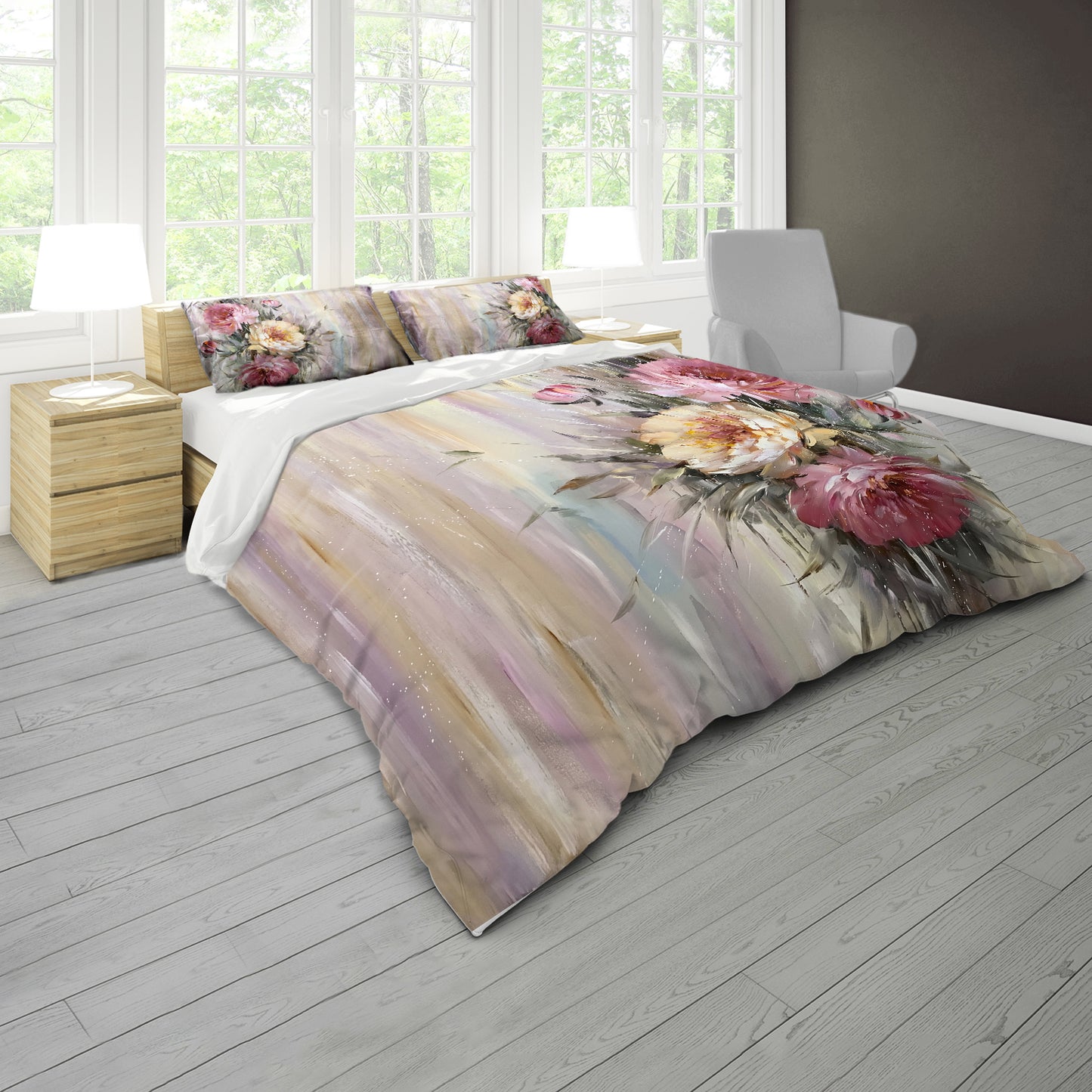 Vintage Peonies and Patina Duvet Cover Set