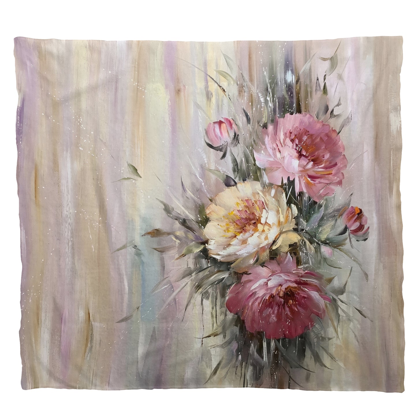 Vintage Peonies and Patina Light Weight Fleece