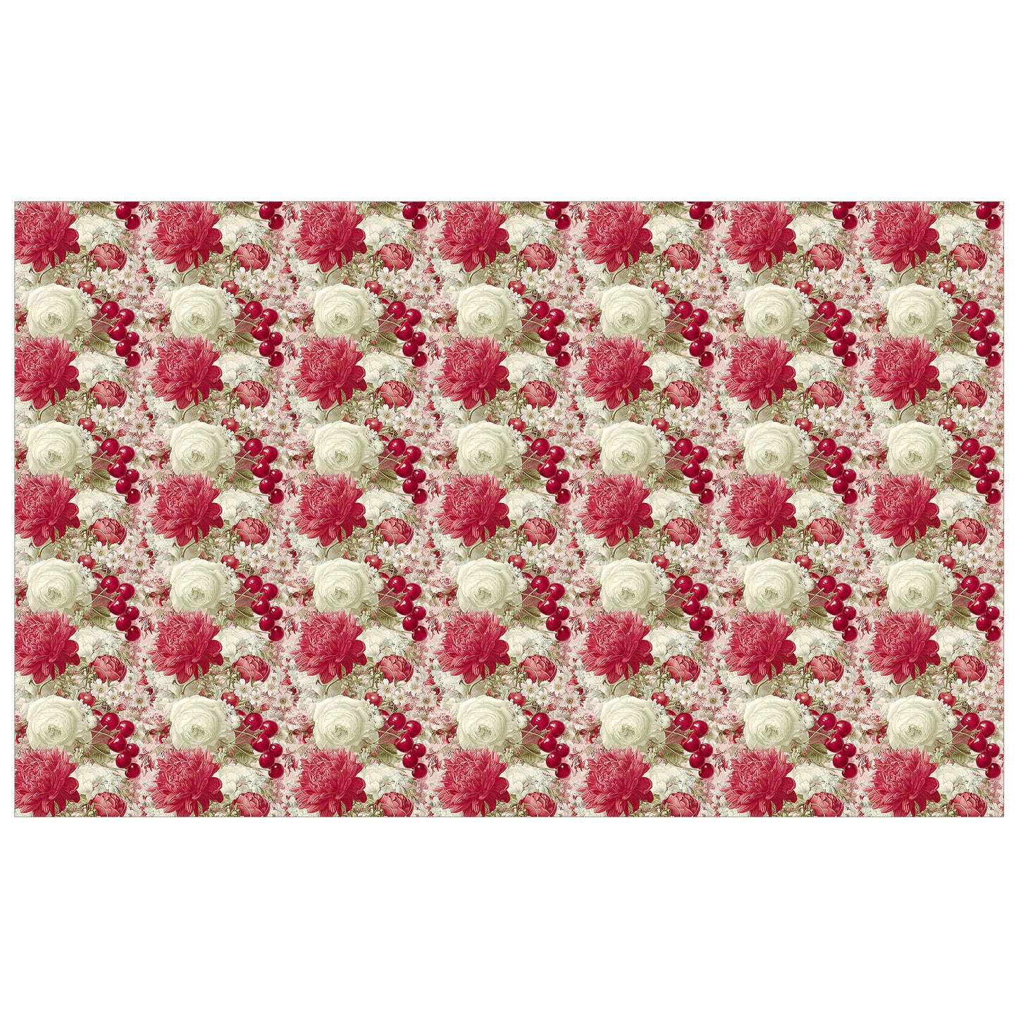 Vintage Peony & Cherry Rectangle Tablecloth
