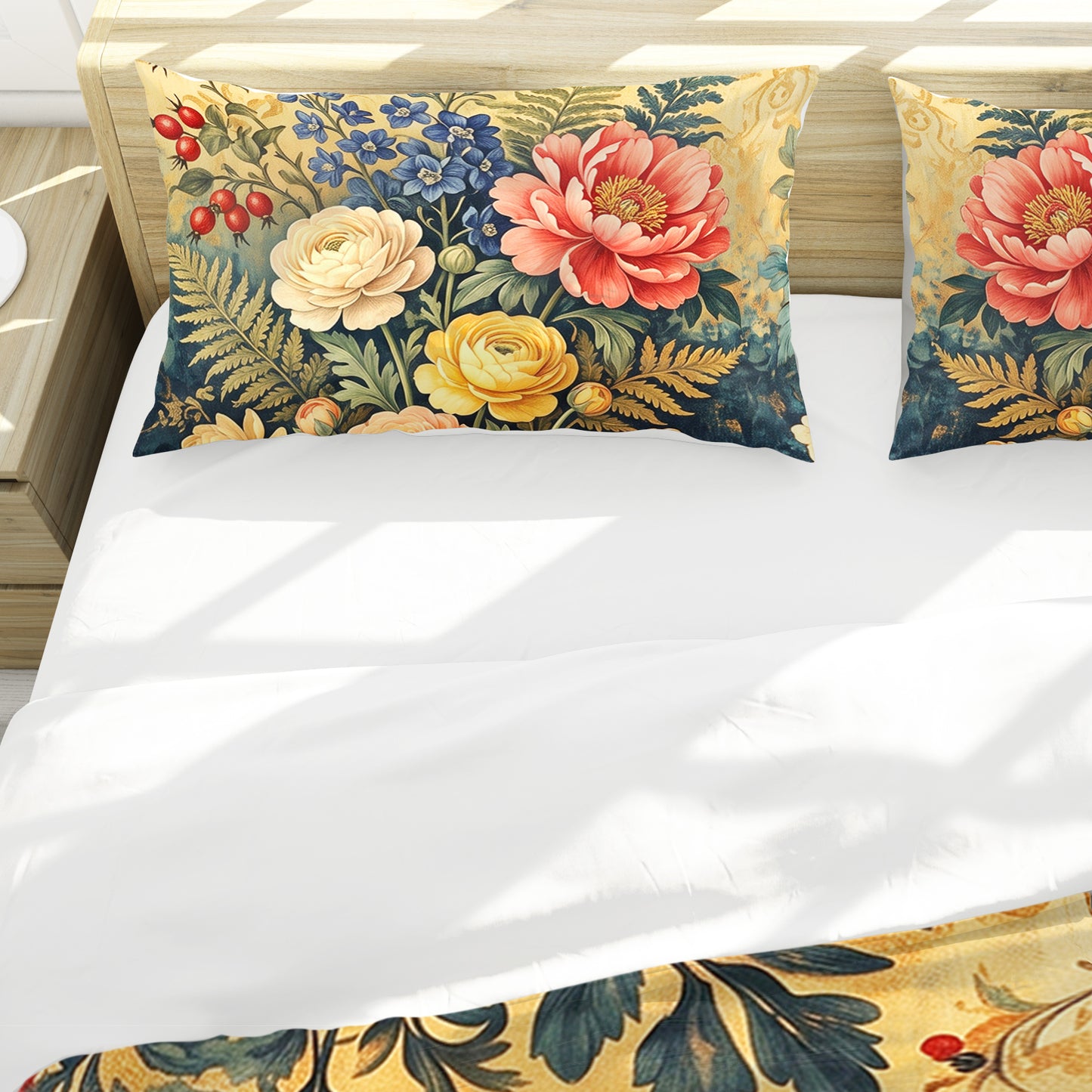 Vintage Peony & Damask Duvet Cover Set