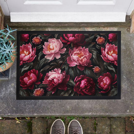 Vintage Pink Peony Door Mat
