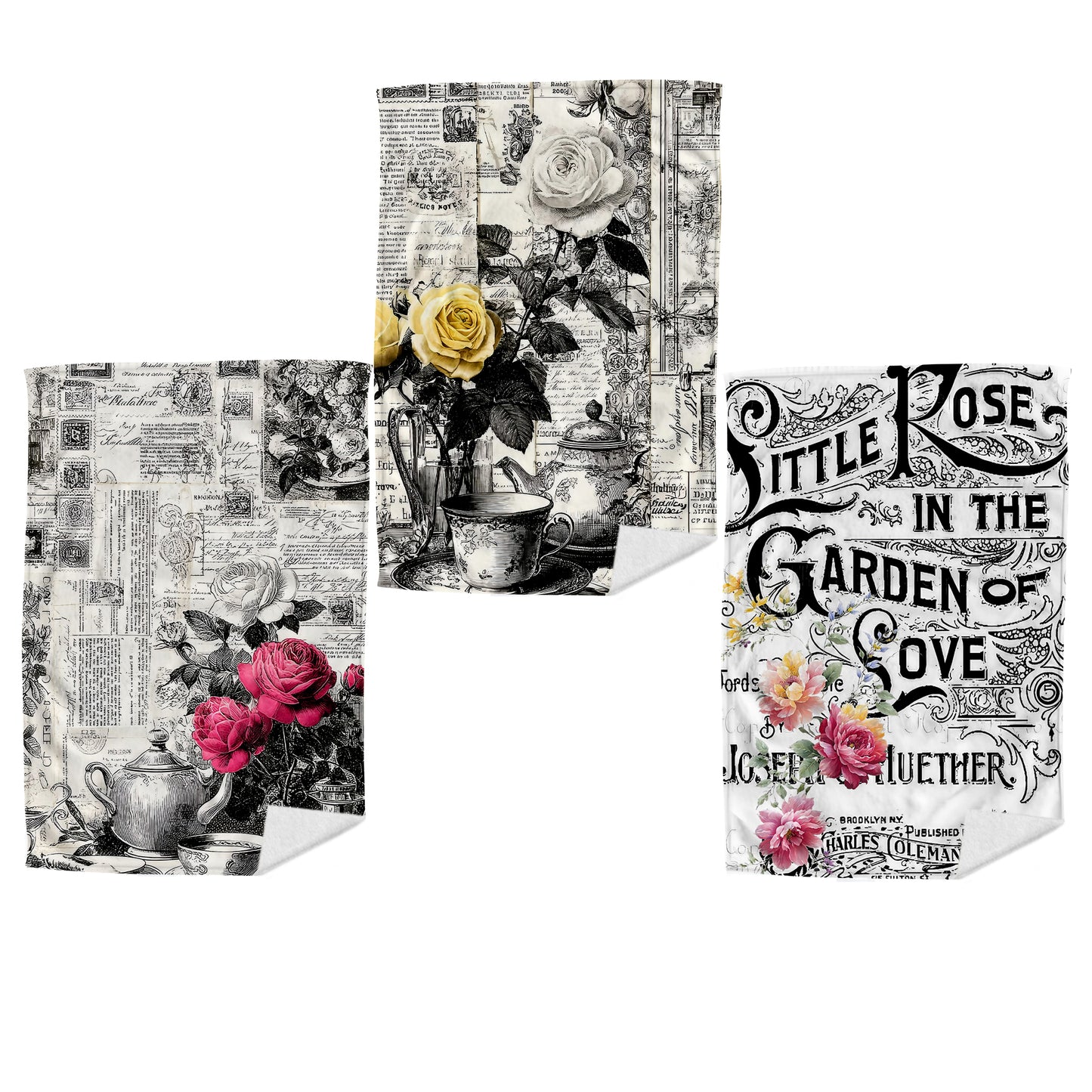 Vintage Rose Dish Cloth (Set of 3)