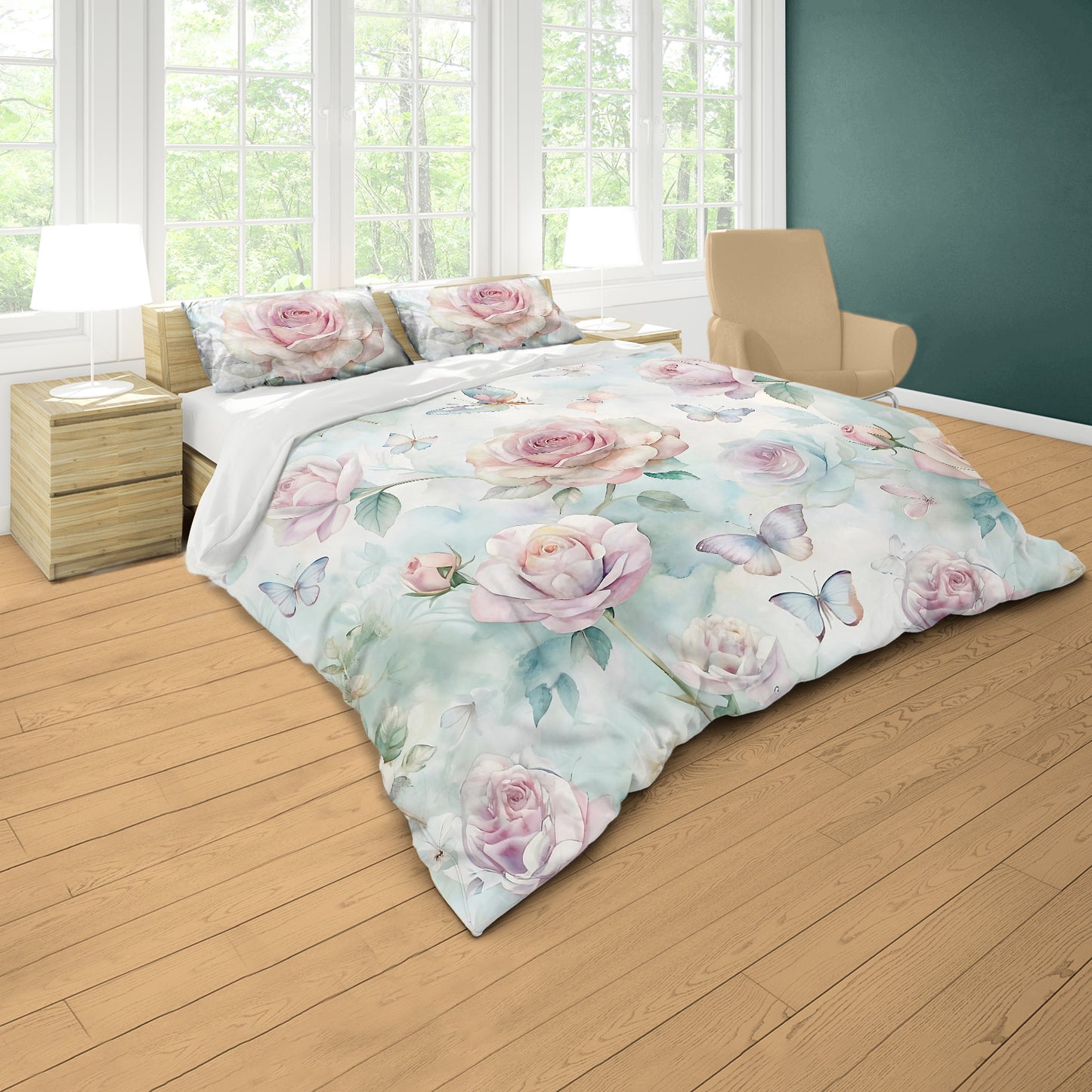 Vintage Rose Pastel Design Duvet Cover Set