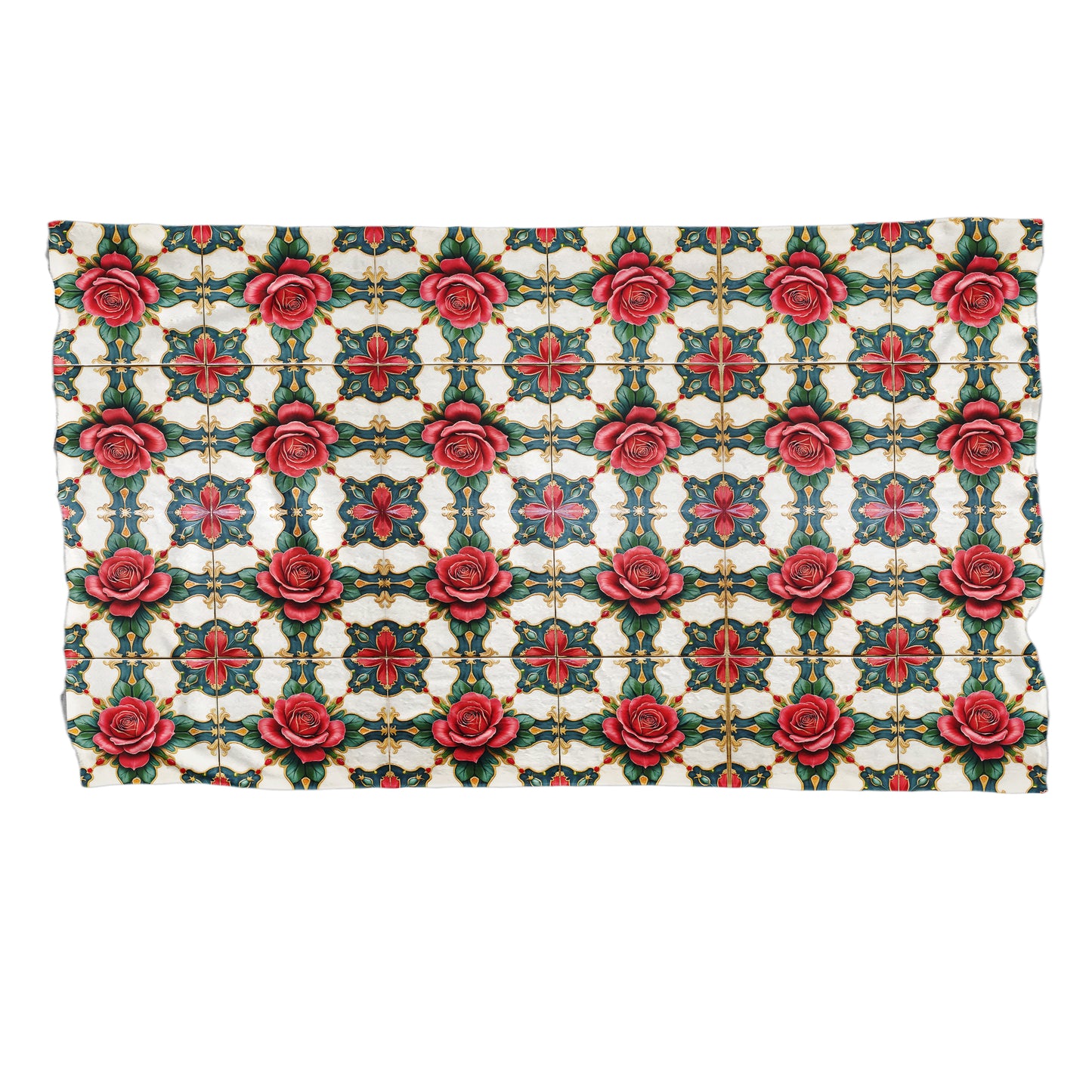 Vintage Rose Tiles Bed Throw