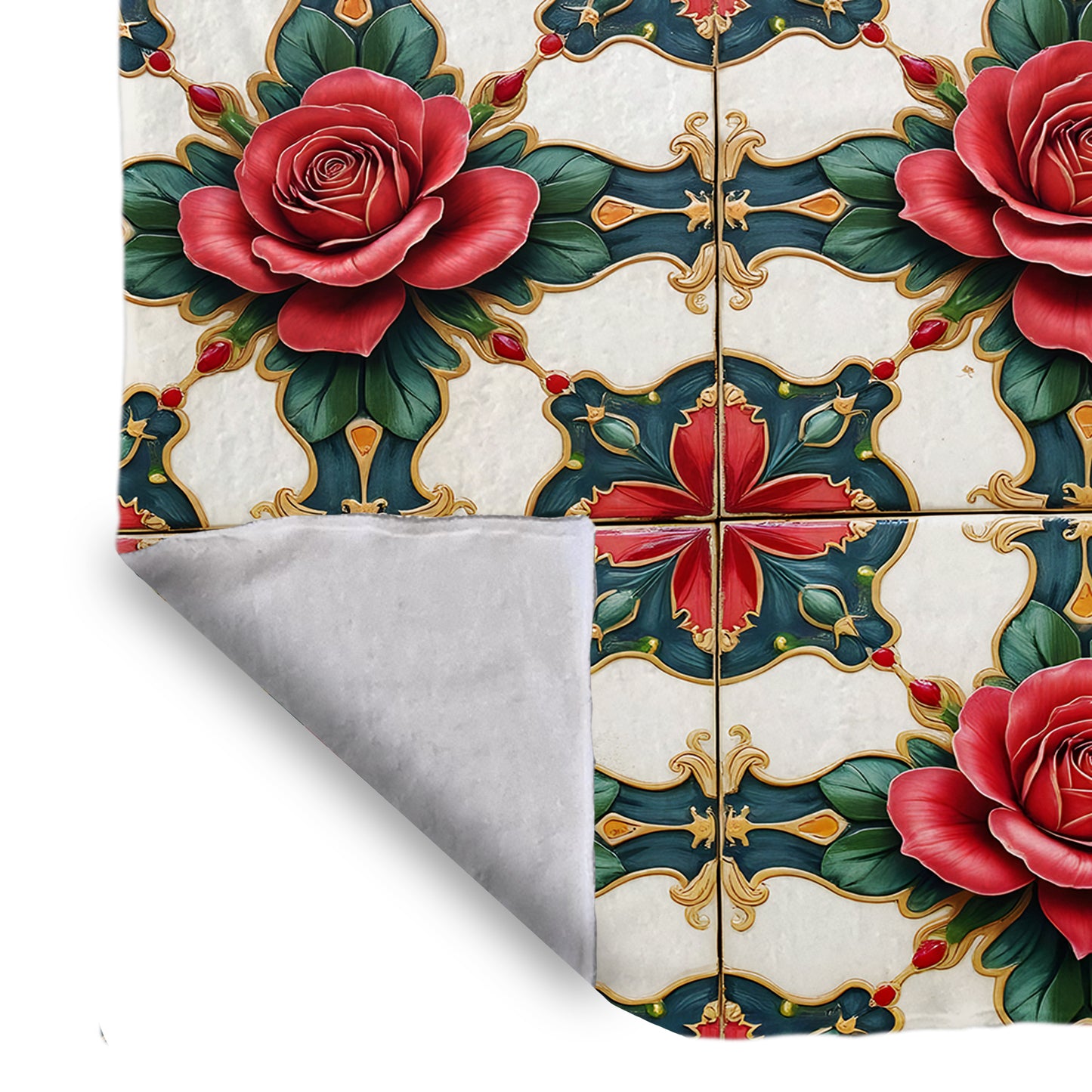 Vintage Rose Tiles Bed Throw