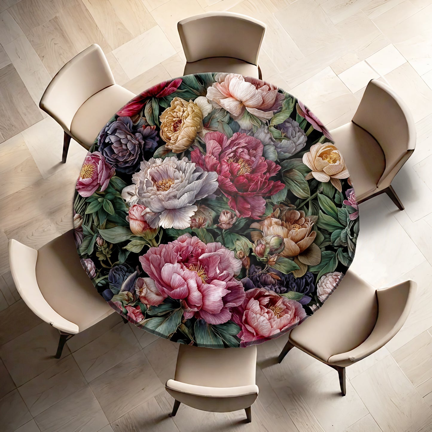 Vintage Roses Round Tableclothd