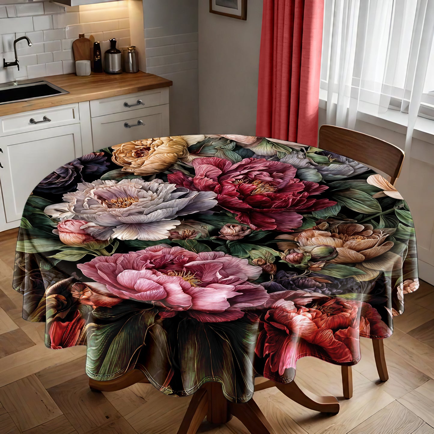 Vintage Roses Round Tableclothd