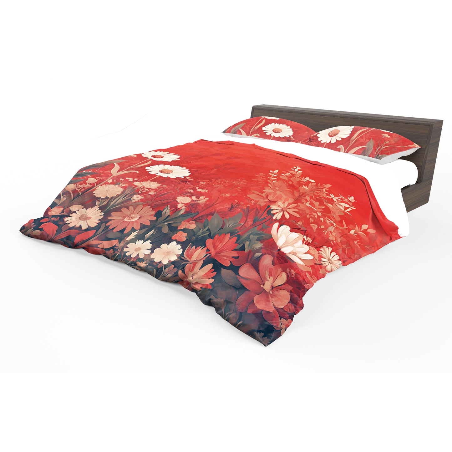 Vintage Ruby Floral Painting Duvet Cover Set