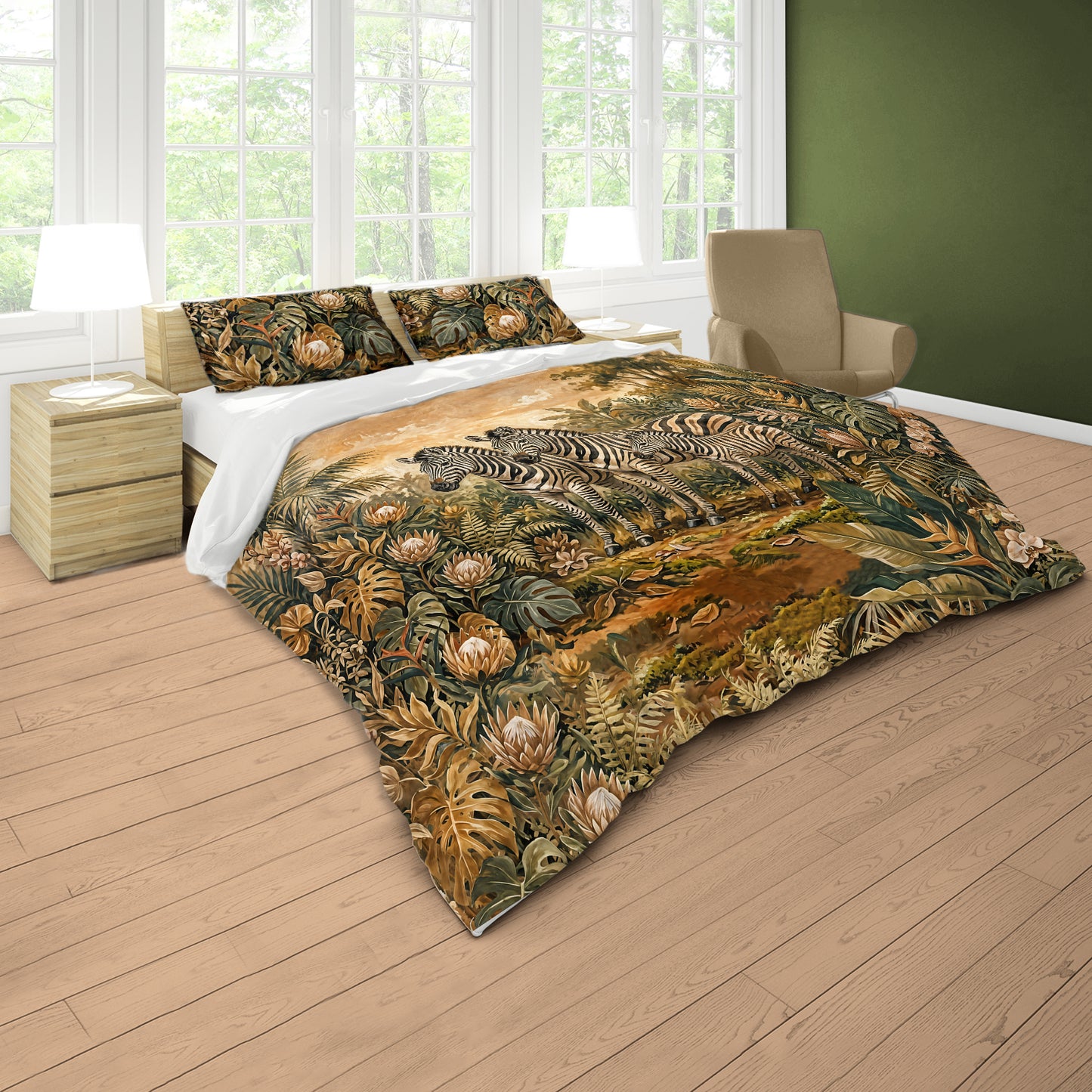 Vintage Zebra Sanctuary Duvet Cover Set
