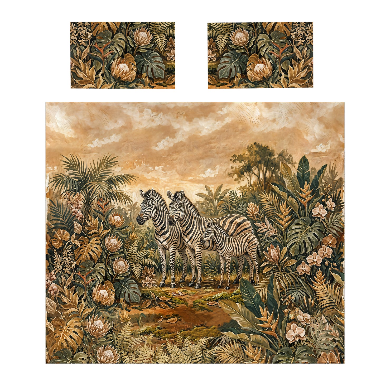 Vintage Zebra Sanctuary Duvet Cover Set