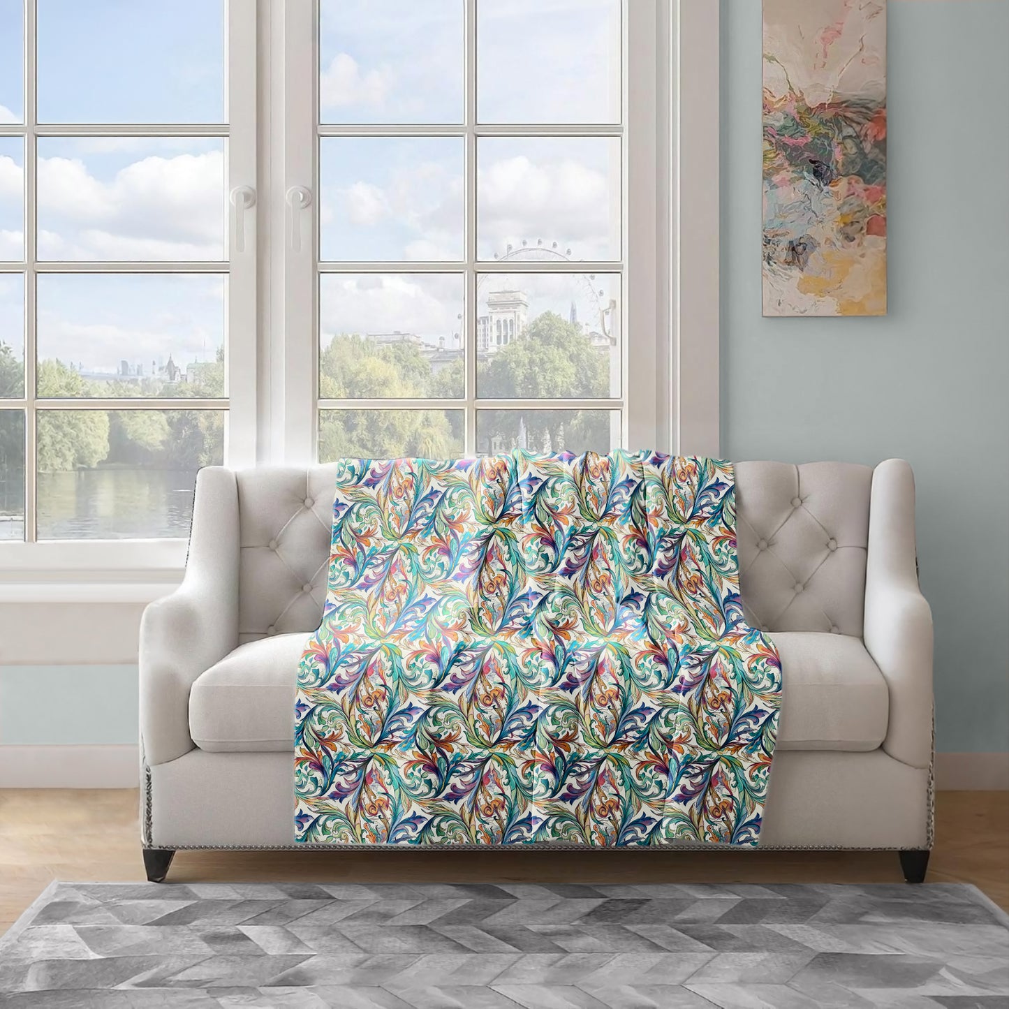 Vinatage Leaves Light Weight Fleece Blanket