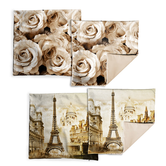 Vintage Paris Rose Luxury Scatter Covers (Set of 4)