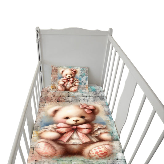 Vintage Teddybear Cot Duvet Set