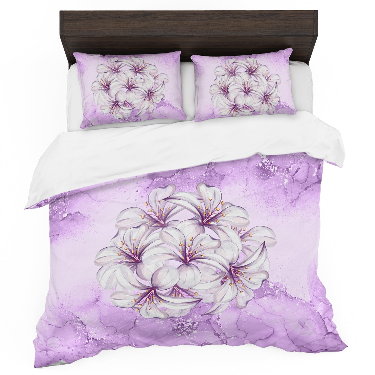 Violet Alcohol Ink Orchid Duvet Cover Set