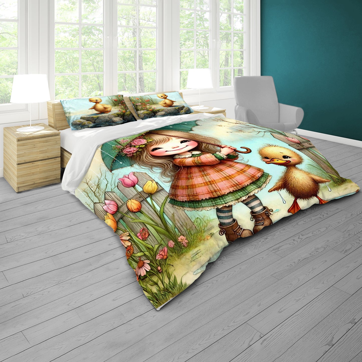 Walking in the Rain Kids Duvet Cover Set