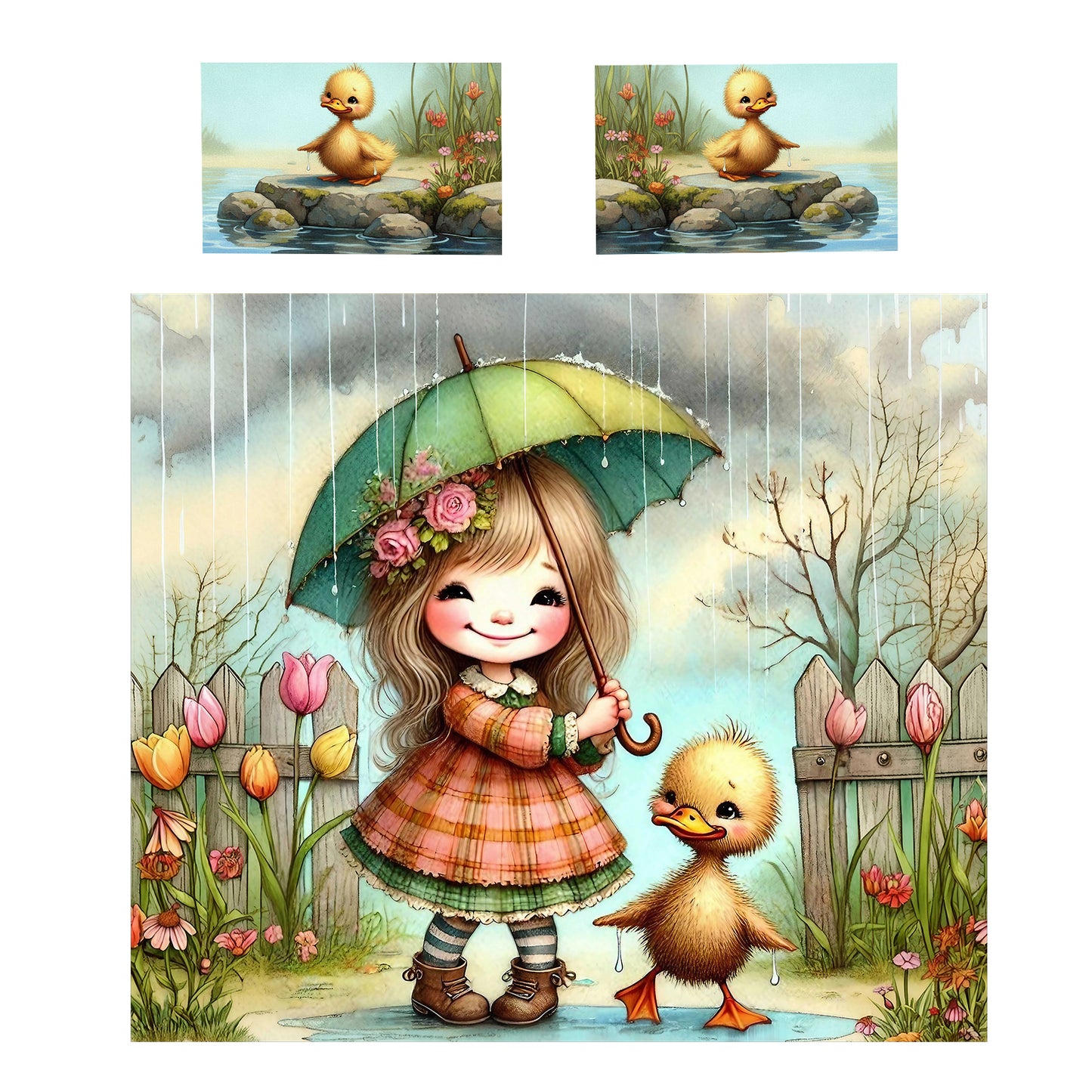 Walking in the Rain Kids Duvet Cover Set