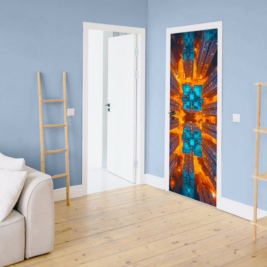 Warping Sky Scrapers Door Decoupage
