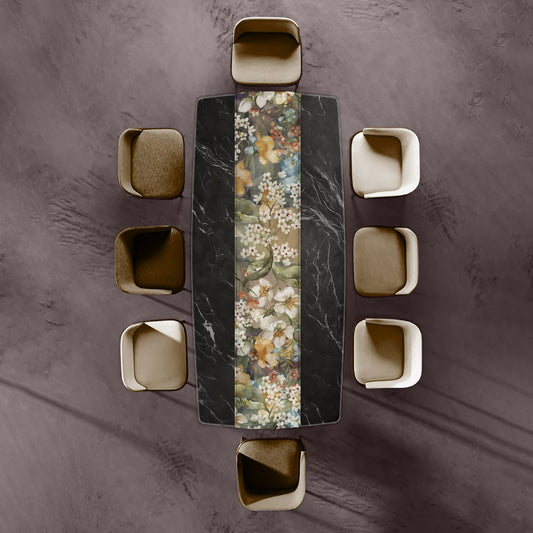 Water Painte Flowers Square Patterns Table Runner by Mark van Vuuren