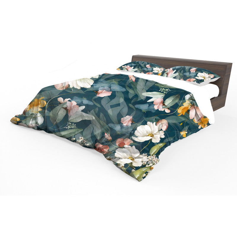 Water Painted Floral Teal Duvet Cover Set by Mark van Vuuren