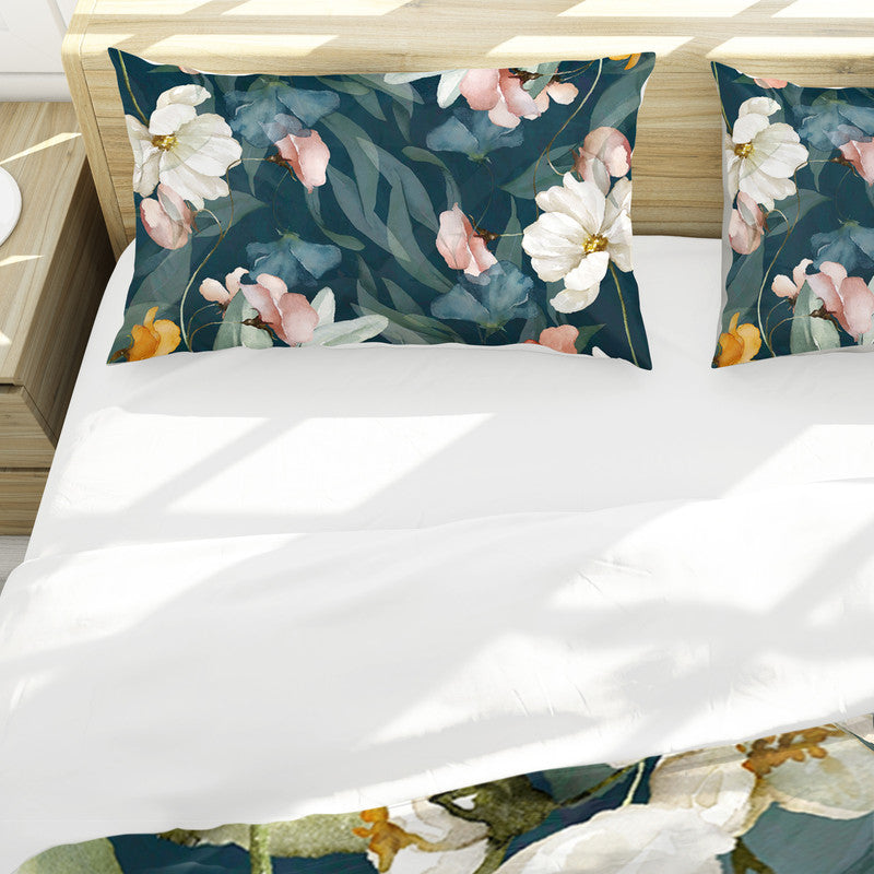 Water Painted Floral Teal Duvet Cover Set by Mark van Vuuren