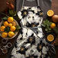 Water Painted Gold Trimmed Flower Medium Length Apron By Mark Van Vuuren