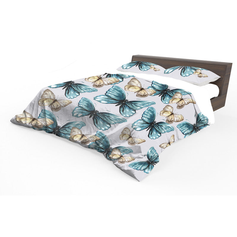 Water Painted Pastel Blue Yellow Butterflies Duvet Cover Set by Mark van Vuuren