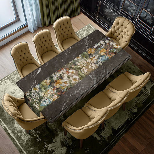 Water Painted Flowers Square Patterns Table Runner by Mark van Vuuren