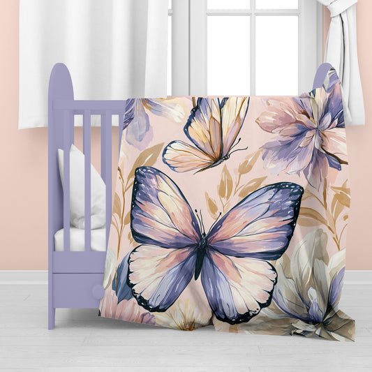 Watercolor Butterflies Baby Fleece Blanket by Wikus Schalkwyk