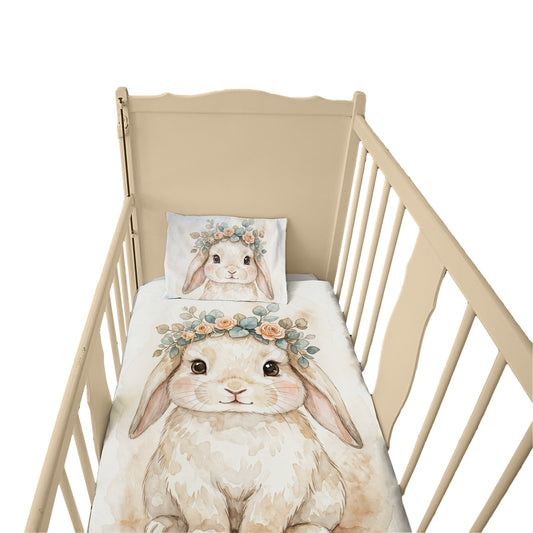 Watercolor Floral Bunny Cot Set