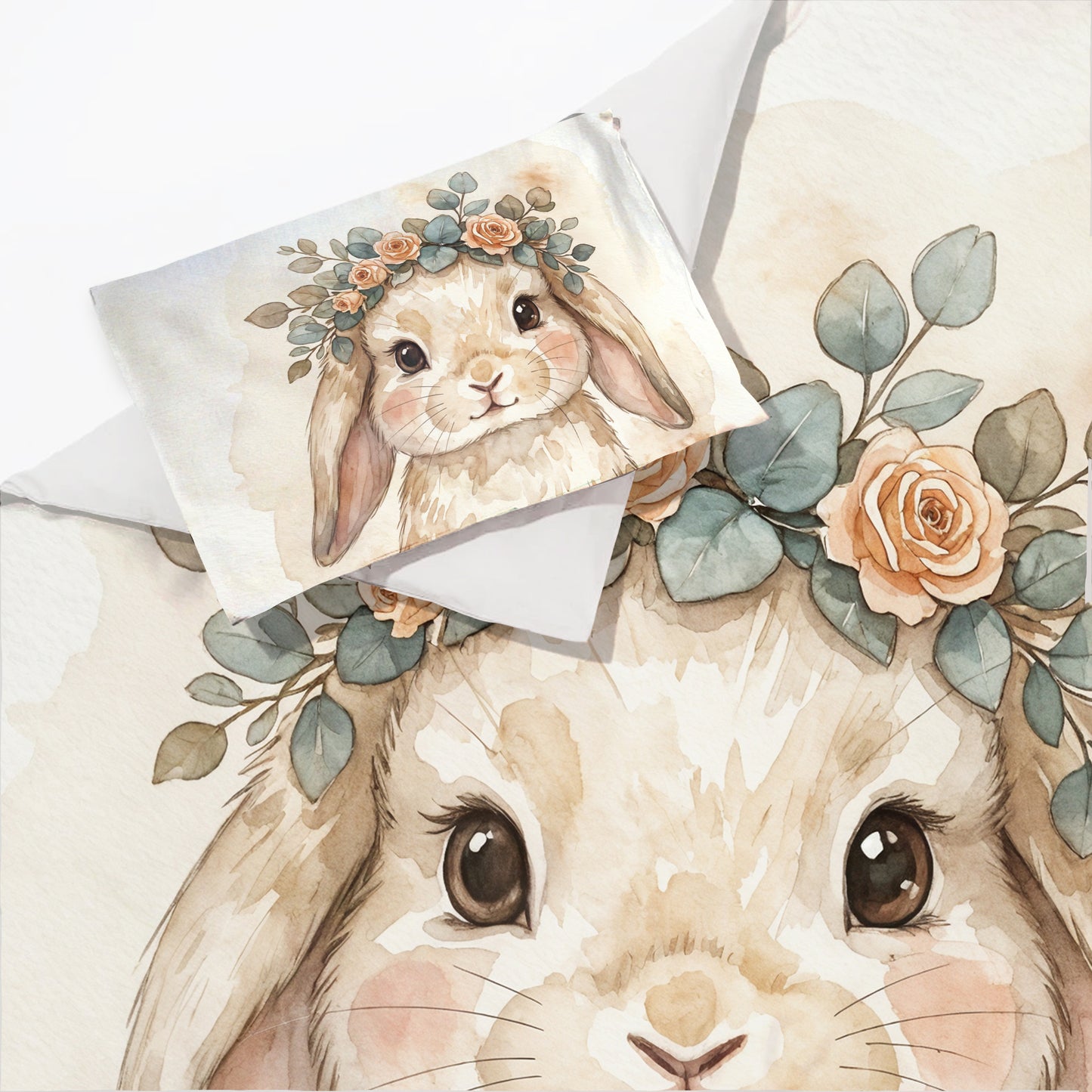Watercolor Floral Bunny Cot Set