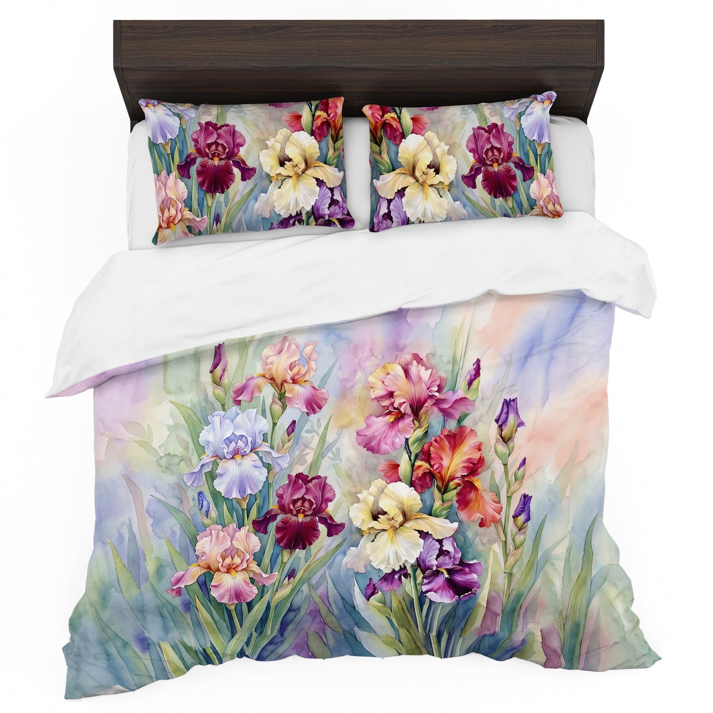 Watercolor Iris Meadow Duvet Cover Set