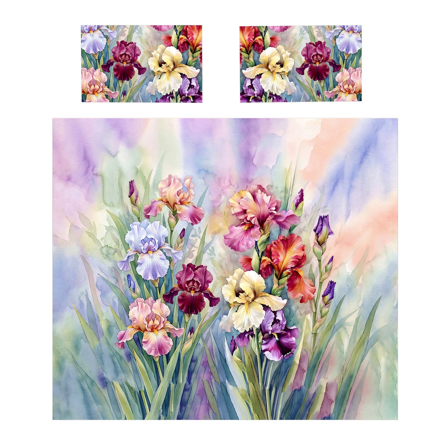 Watercolor Iris Meadow Duvet Cover Set