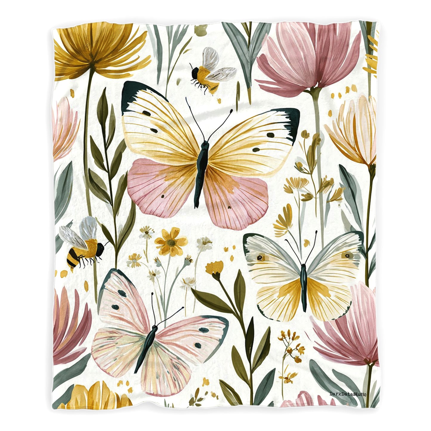 Watercolor Nursery Butterflies  Baby Fleece Blanket by Wikus Schalkwyk