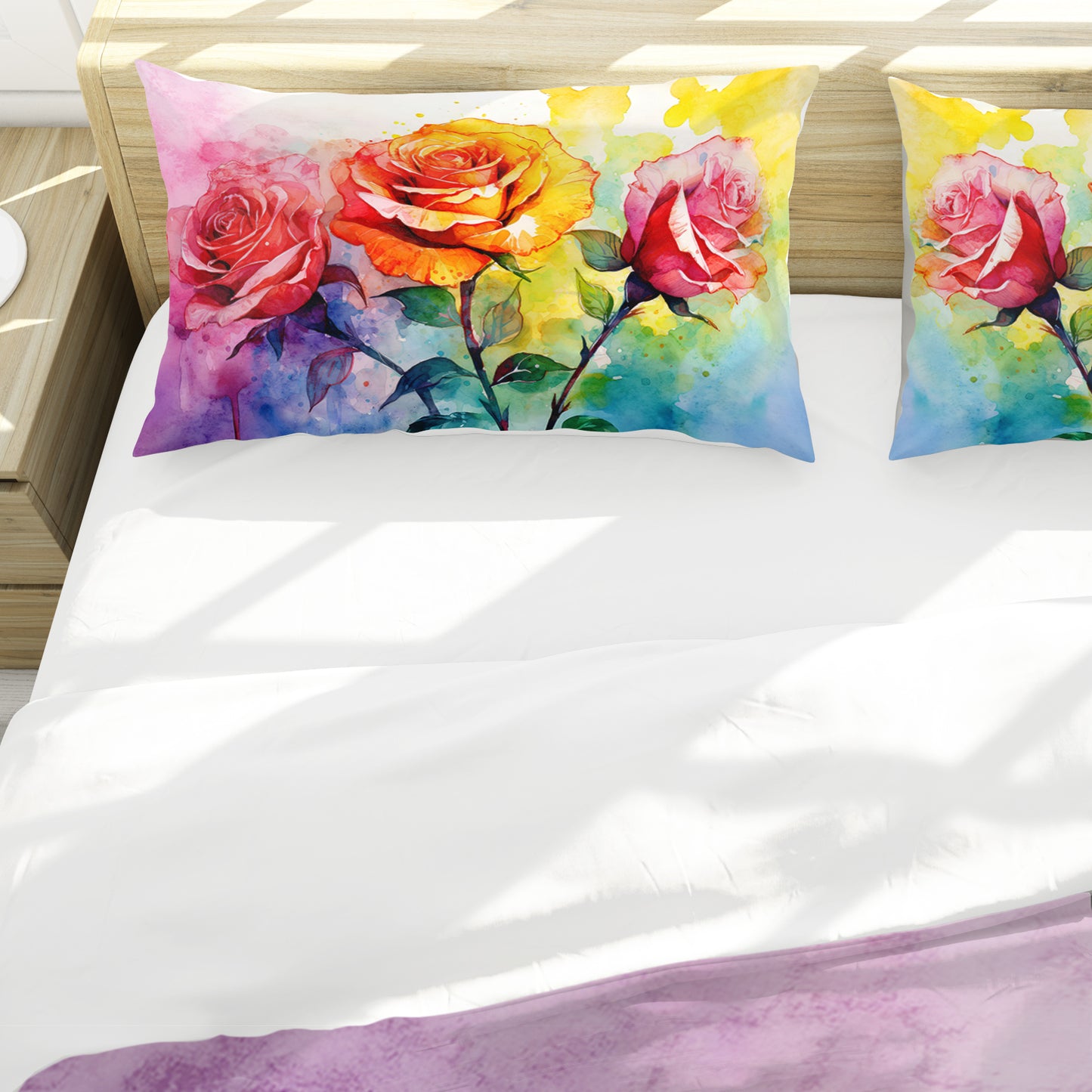 Watercolor Roses Duvet Cover Set