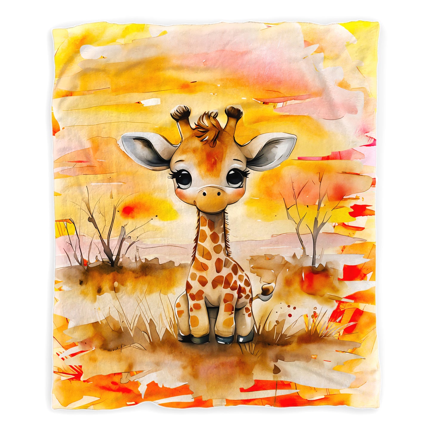 Watercolor Safari Giraffe Baby Fleece Blanket