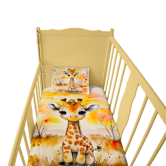 Watercolor Safari Giraffe Cot Set